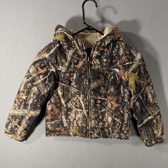 DIckies Duck Canvas Jacket Sherpa Lined Camo Hunting Coat Boys Kids Youth Large - Picture 1 of 7